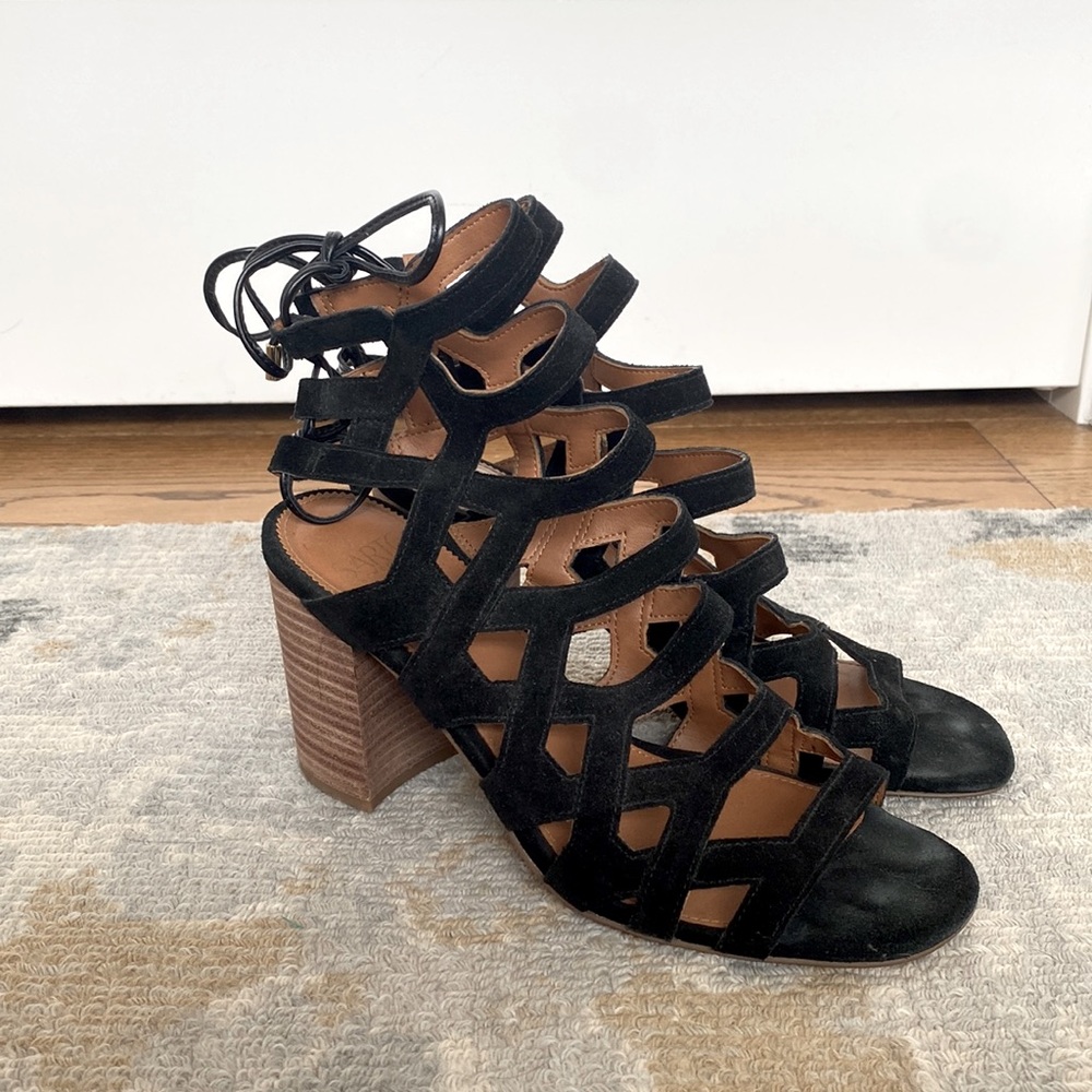 Franco Sarto Connie Black Suede Block Heel Sandal size 9 - Picture 2 of 7